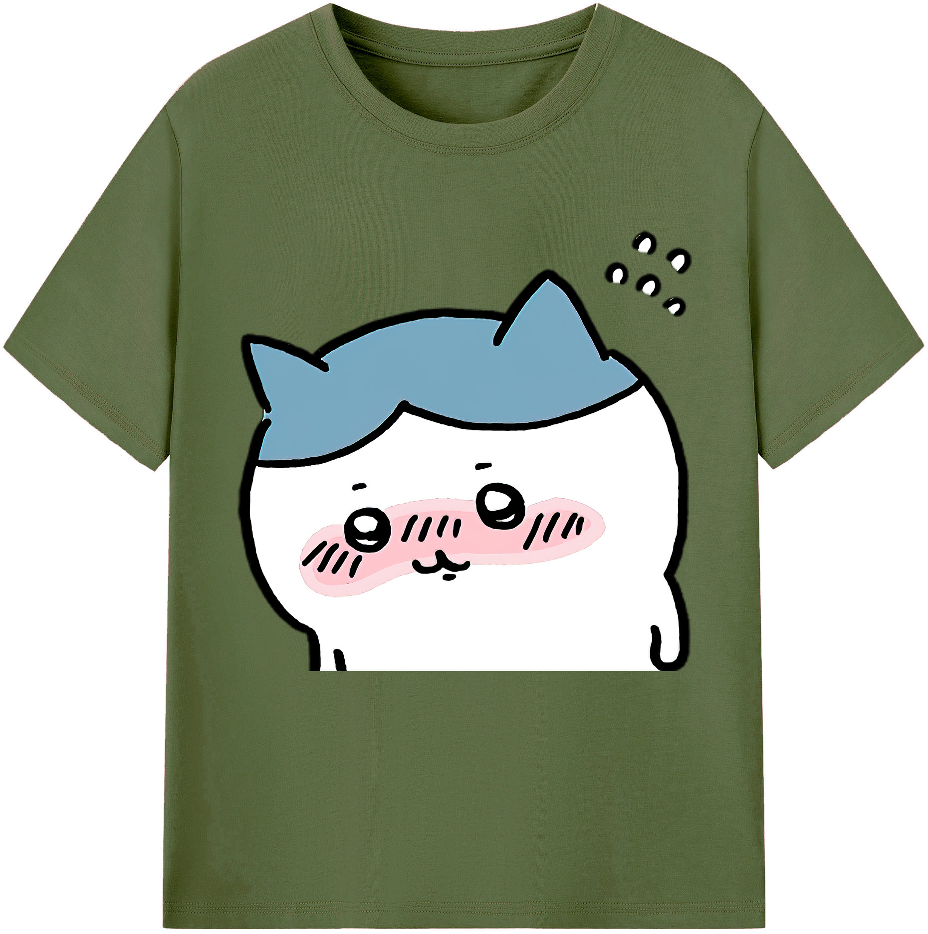 （画像用） ちいかわ ハチワレ Chii-kawa hachiware 綿100％半袖Tシャツ（フロントプリント）